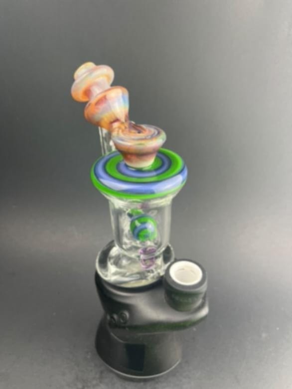 Padd Glass Bubbler (Green and Blue Swirl)