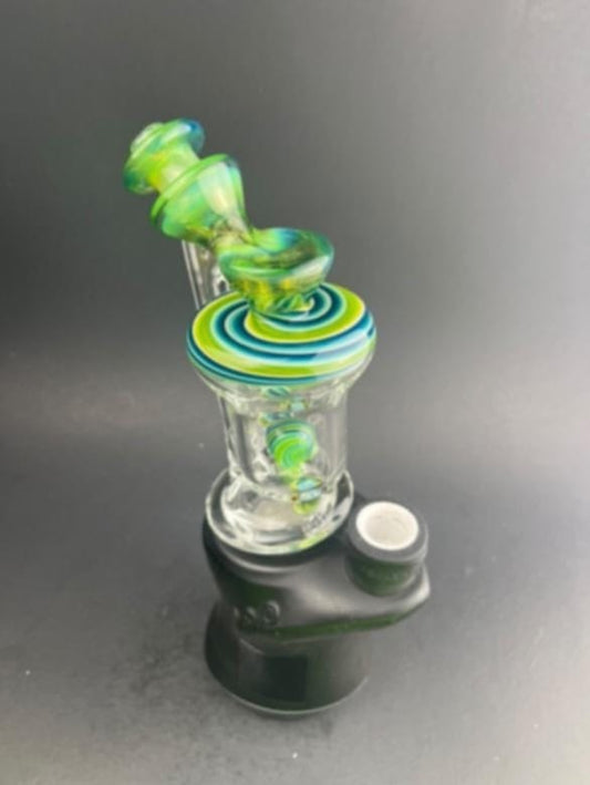 Padd Glass Bubbler (Lime/Blue/Teal)
