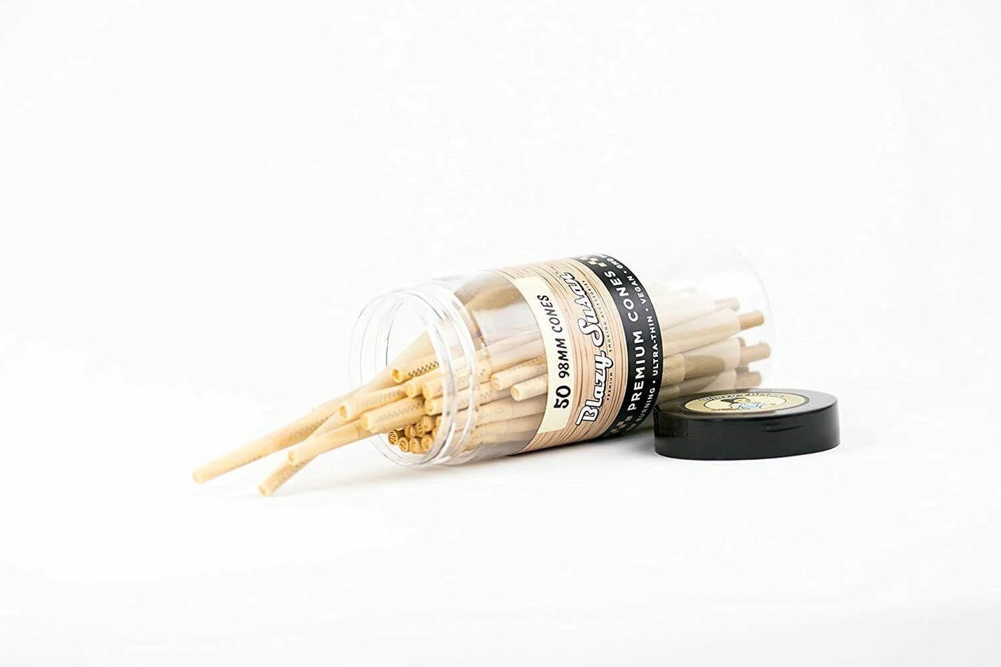 Blazy Unbleached Cones 50ct Pack | 98MM | Unbleached Rolling Cones | Vegan & Smooth Burning | Blazy Susan Quality Smoking Accessories