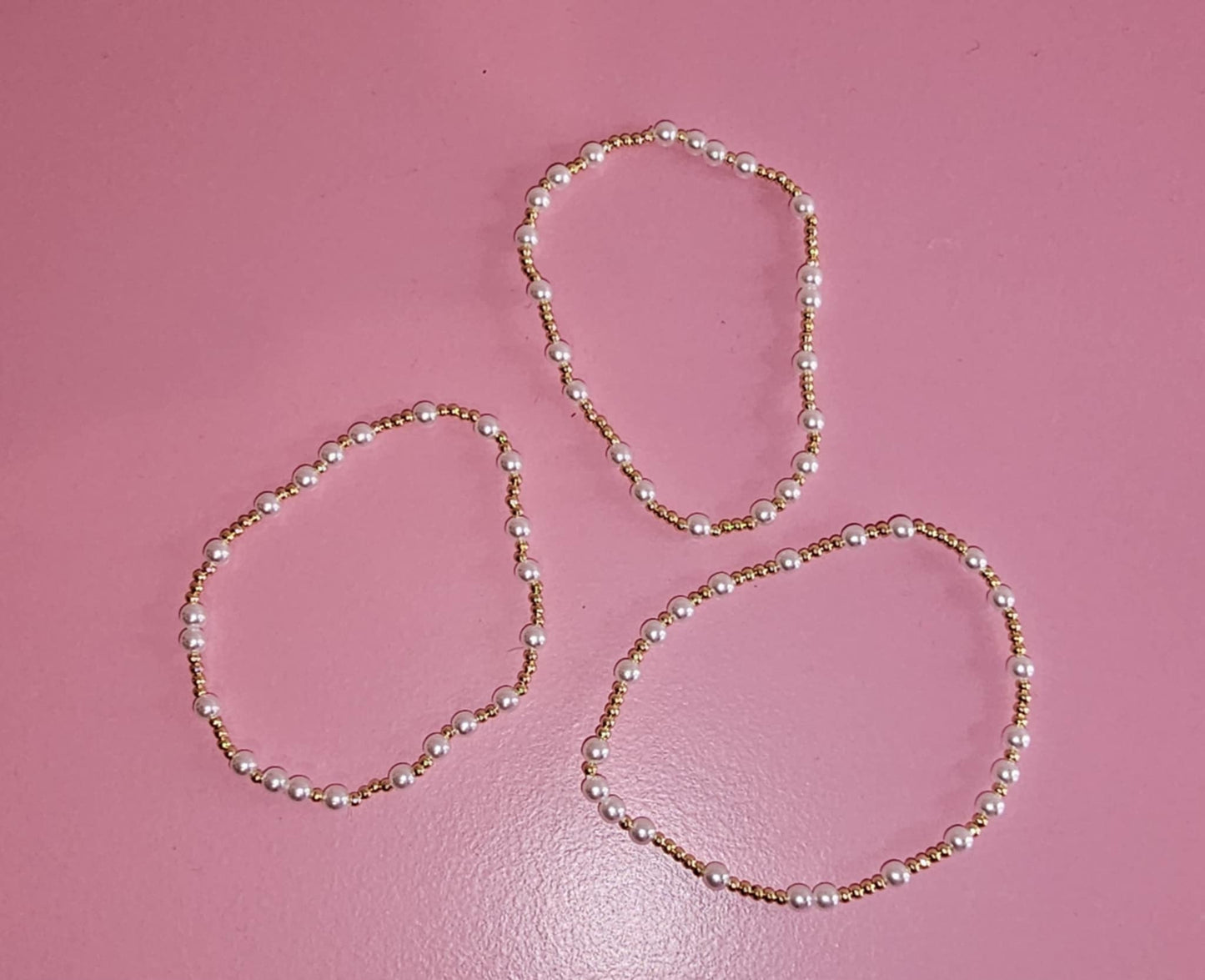 Brass and white Beaded Bracelet