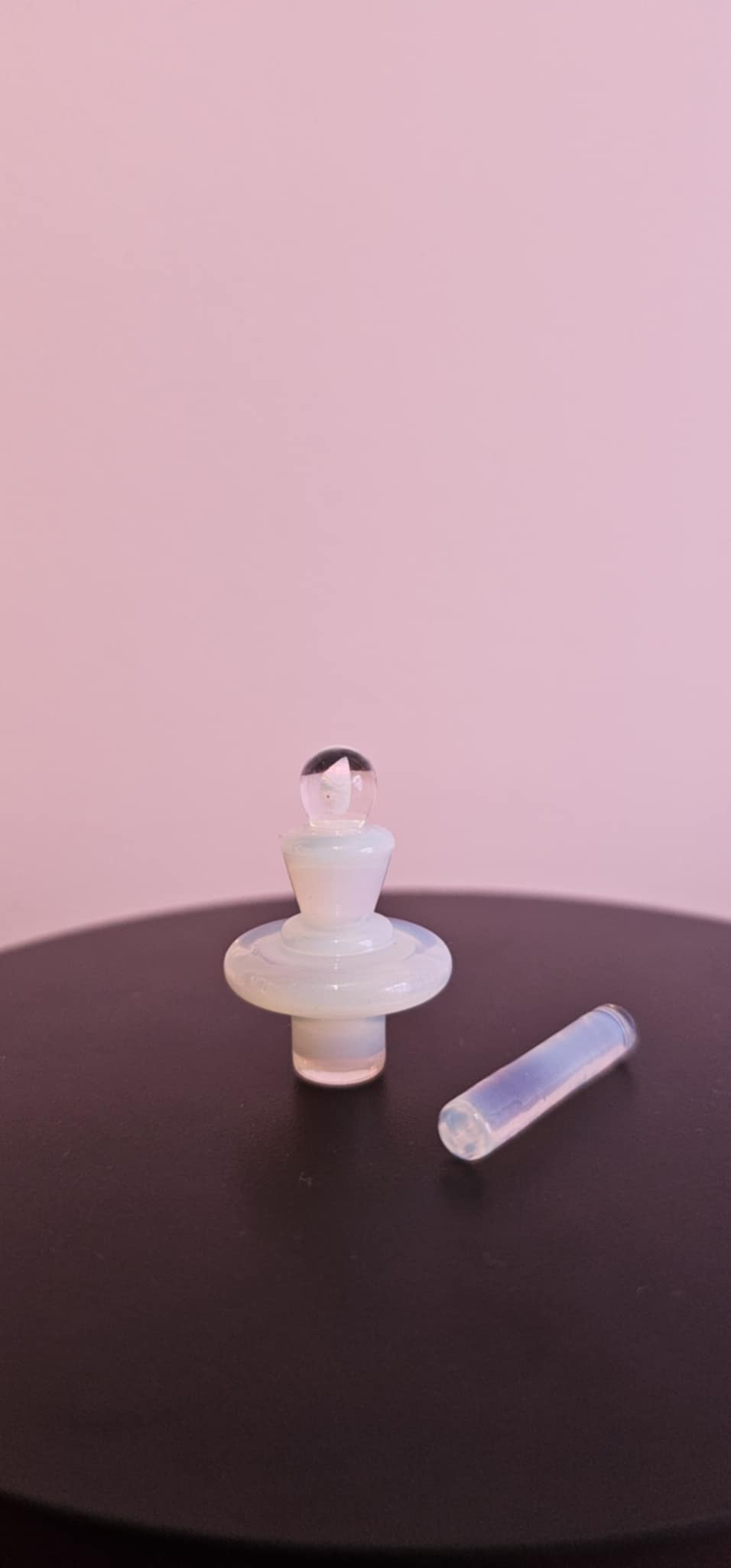 Mac Savage White Control Topper hand-shaped borosilicate glass carb cap for dab rigs