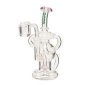 Ooze Pink Mini Dab Rig compact pink glass recycler rig with spherical chamber design displayed on clean background