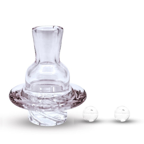 PADD Glass Bubble Cap Clear showing transparent bubble-shaped carb cap designed for directional airflow control on a dab rig