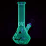 Jack-O-Lantern Glow In The Dark Glass Water Pipe | 9.25" | 14mm F | Blue