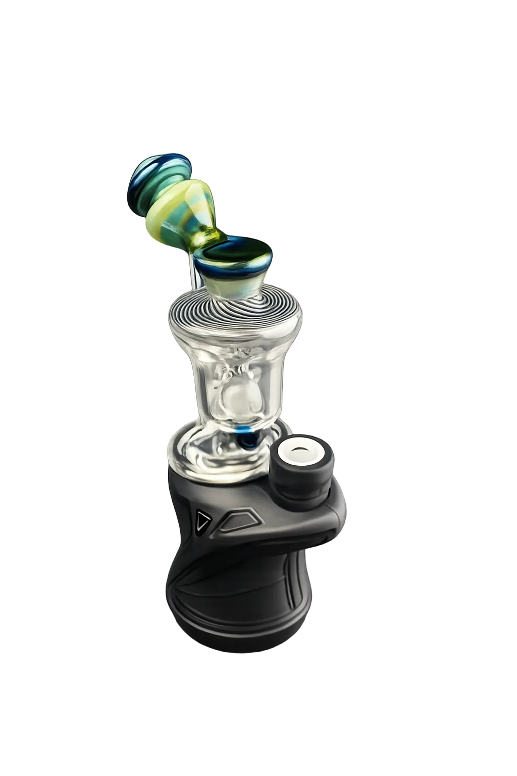 Padd Glass Bubbler - Green, Blue with Black and White Swirl