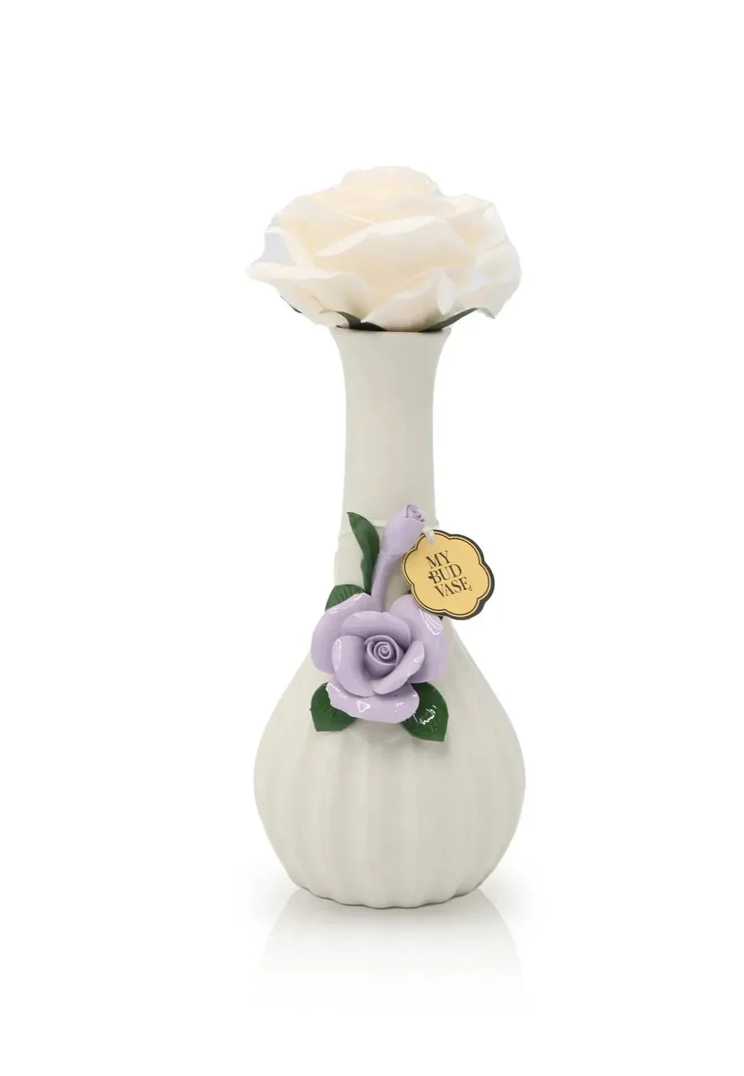 My Bud Vase Rosie — pink floral glass bud vase bong on marble shelf