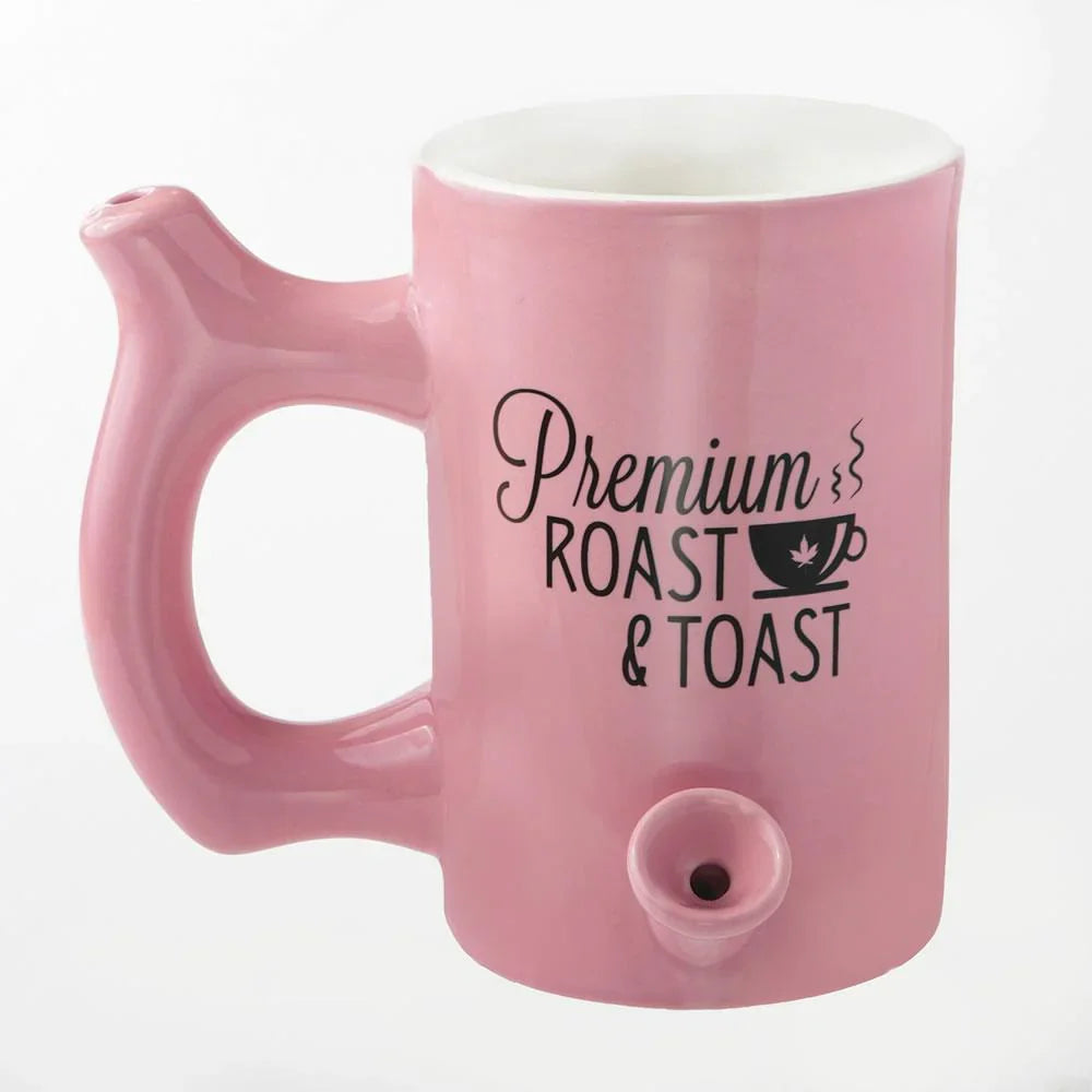 Roast and Toast 2-in-1 ceramic coffee pipe mug collection in various colors and designs.