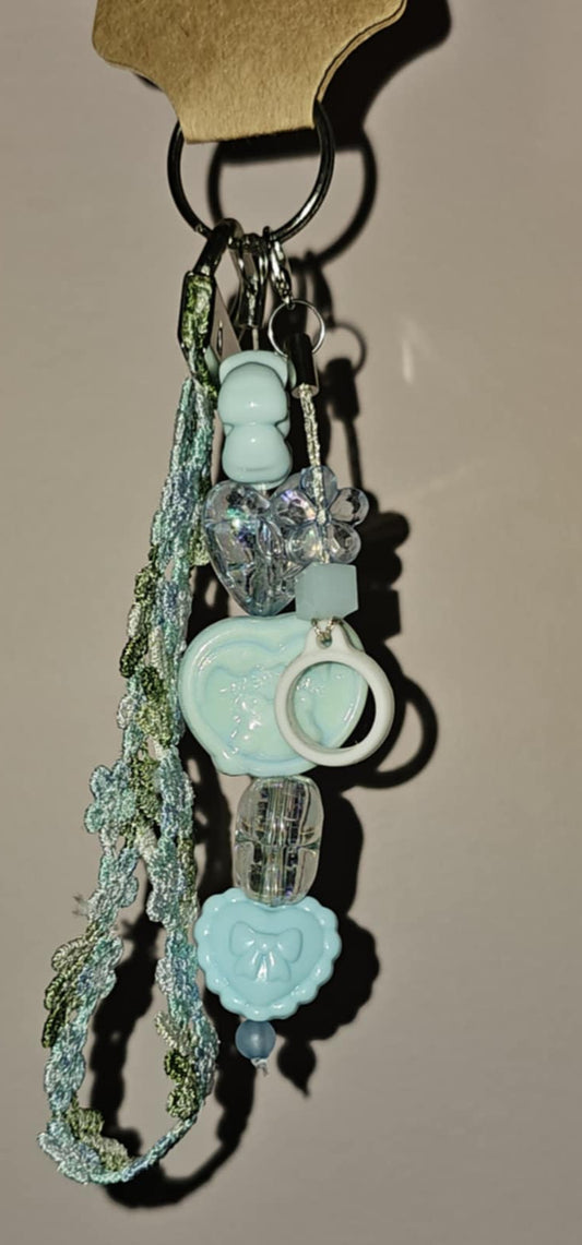 Floral Lanyard Wristlet - Blue