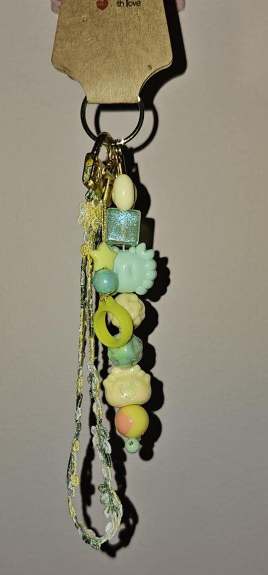 Floral Lanyard Wristlet - Yellow.Mint