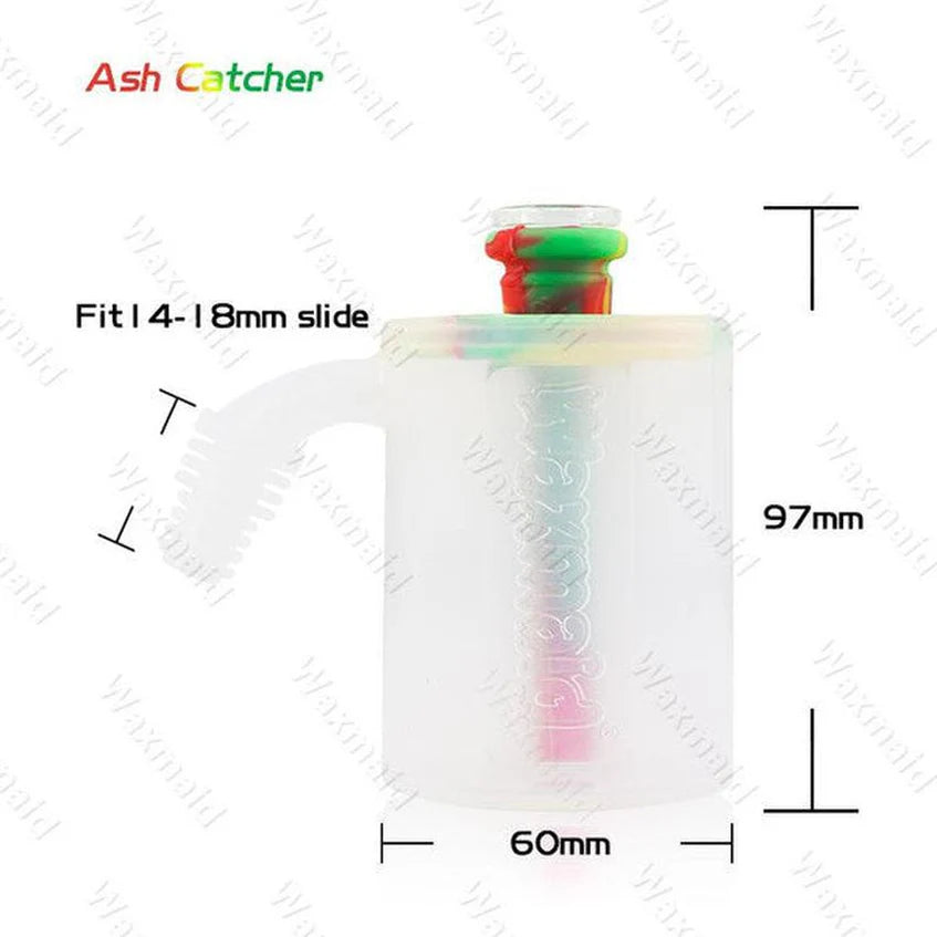 Waxmaid clear 14mm 18mm silicone ash catcher improving filtration and reducing ash buildup during use