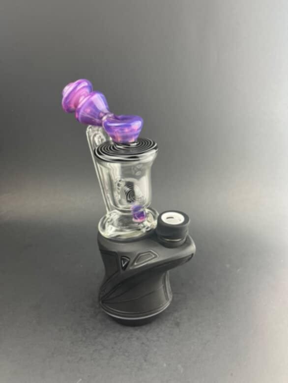 Padd Glass Bubbler - Purple with Black & White Swirl