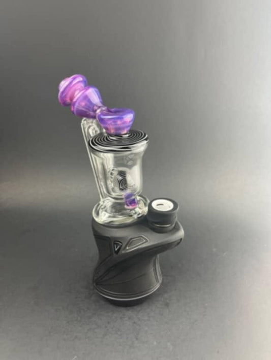 Padd Glass Bubbler - Purple with Black & White Swirl