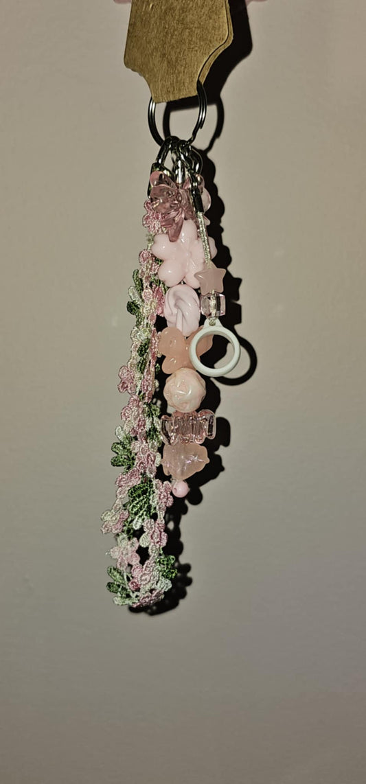 Floral Lanyard Wristlet- Light Pink