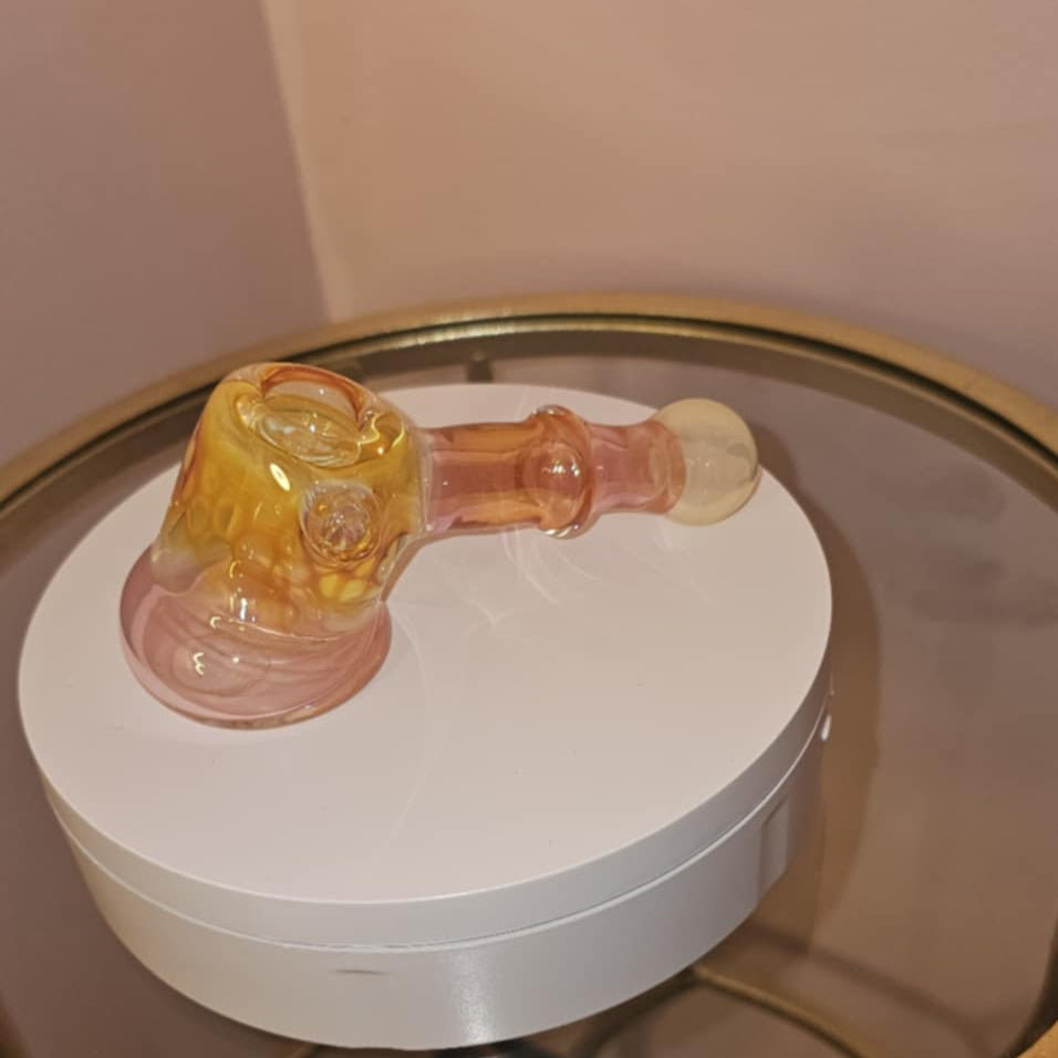 Cat Fish Glass Pink/Yellow Honeycomb Hammer
