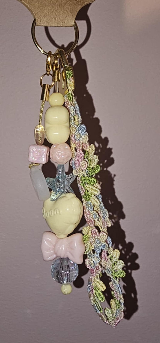 Floral Lanyard Wristlet - Pastel Rainbow