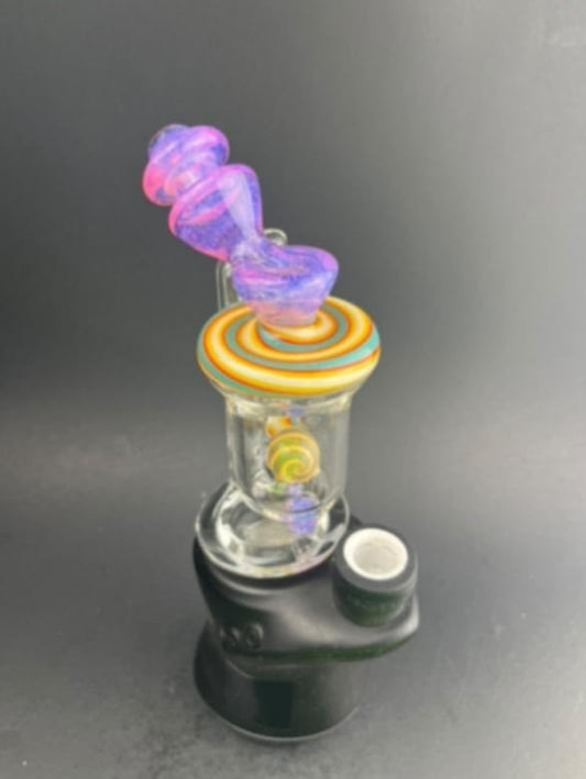 Padd Glass Bubbler (Purple/Yellow/Teal)