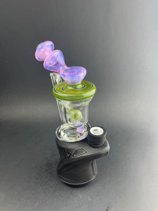 Padd Glass Bubbler -Purple, Green, Yellow, White Swirl