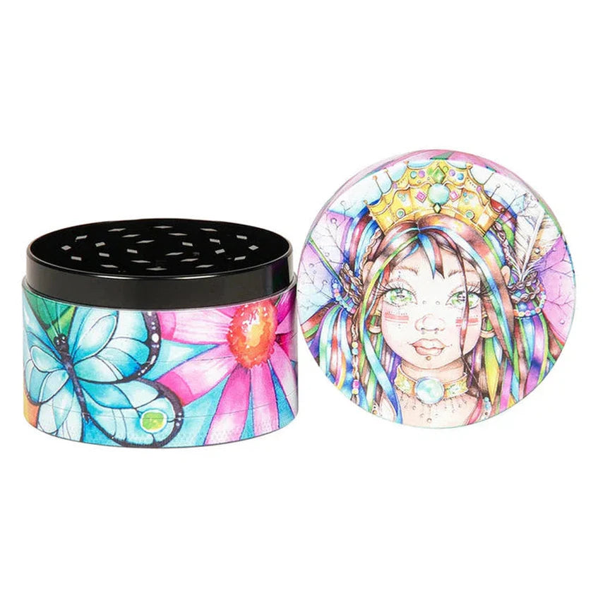 63mm Linda Biggs 4 part grinder with fairy design