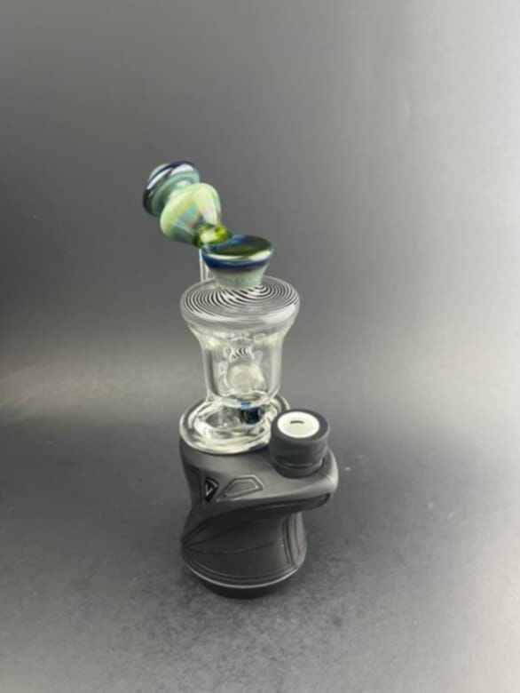 Padd Glass Bubbler - Green, Blue with Black and White Swirl