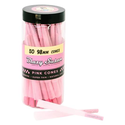 Blazy Pink Cones 50ct Pack | 98MM| Pink Rolling Cones | Vegan & Smooth Burning | Blazy Susan Quality Smoking Accessories