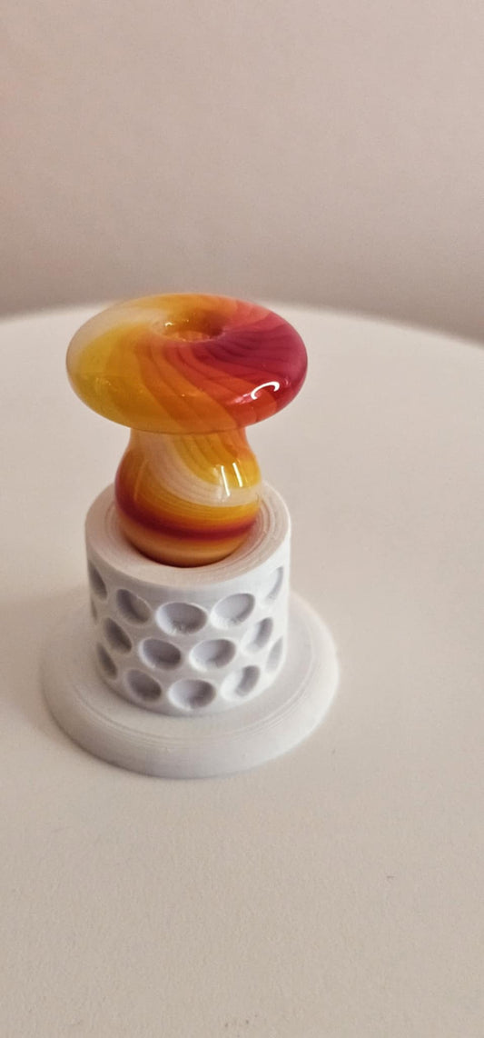 Padd Glass Bubble Cap - Red, Yellow, Orange Swirl