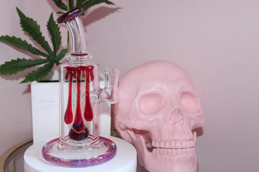 Uzzi Glass Drip Jammer Two Hole Perc - Ruby/Magenta