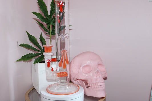 Uzzi Glass Mushroom Tube - Orange/White