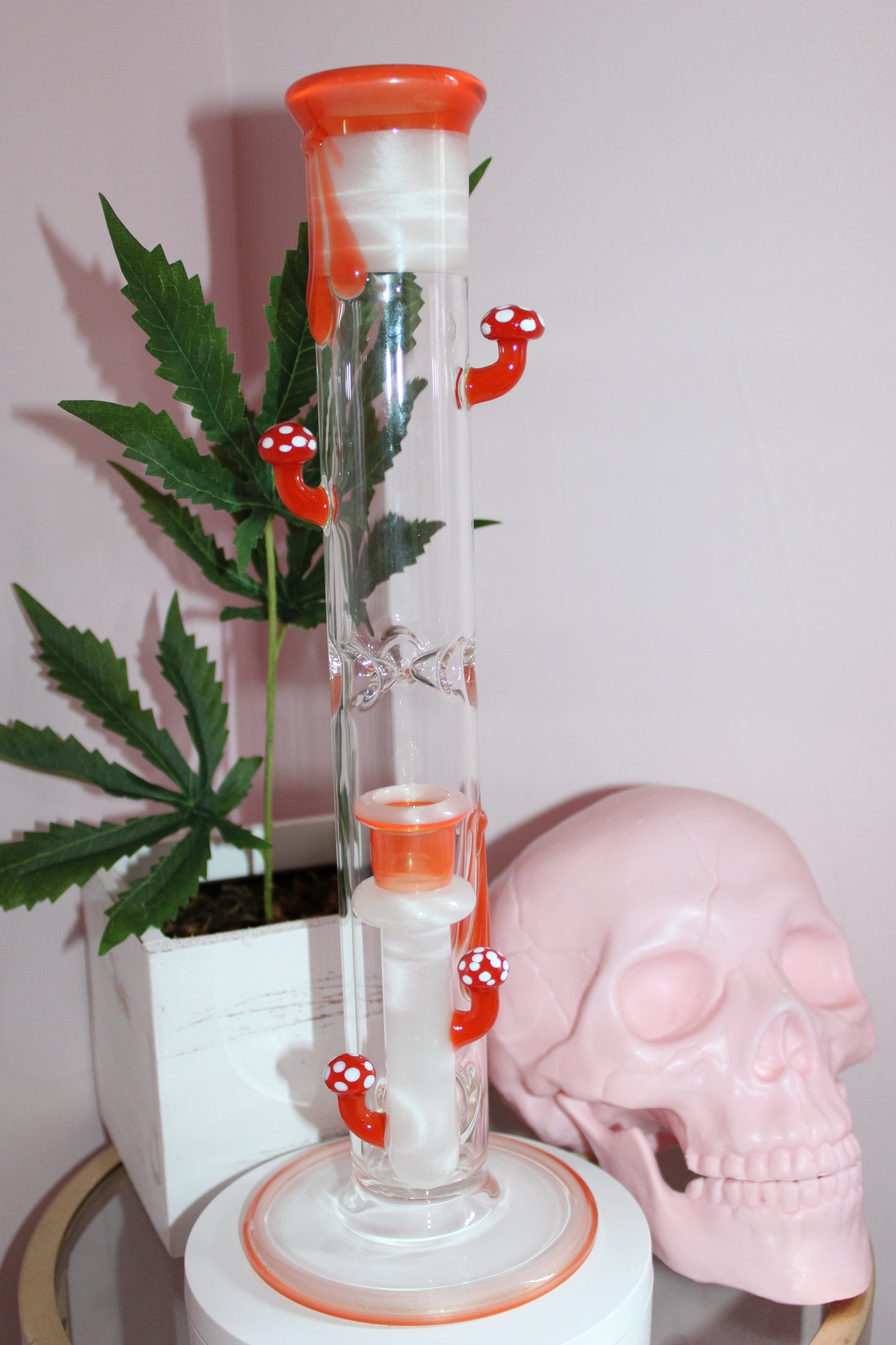 Uzzi Glass Mushroom Tube - Orange/White