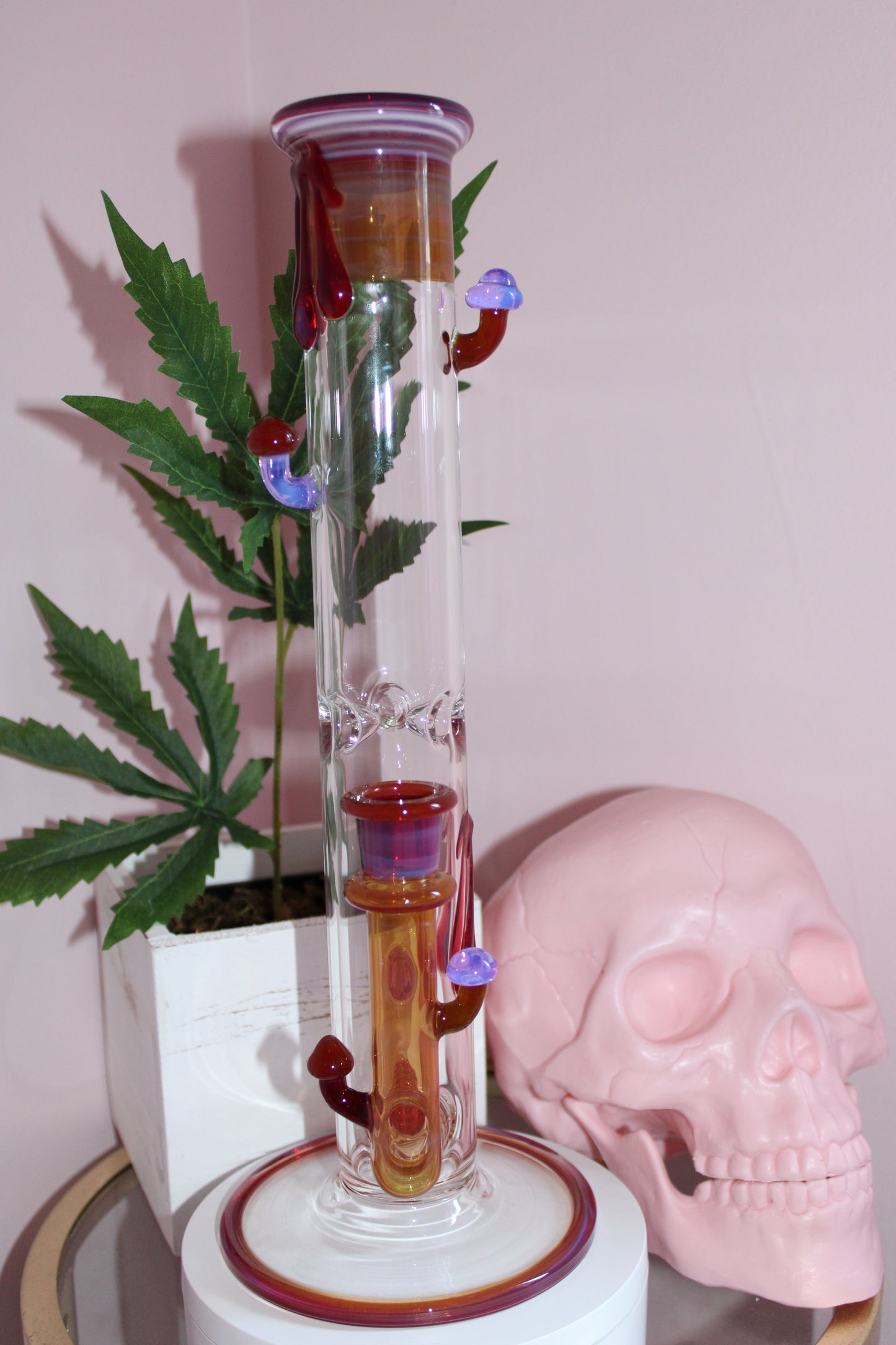 Uzzi Glass Mushroom Tube - Amber/Ruby/Purple