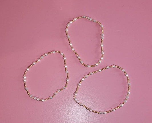 Brass and white Beaded Bracelet