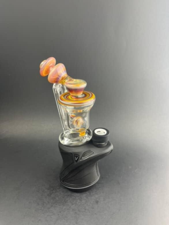 Padd Glass Bubbler - Amber/Ruby Swirl