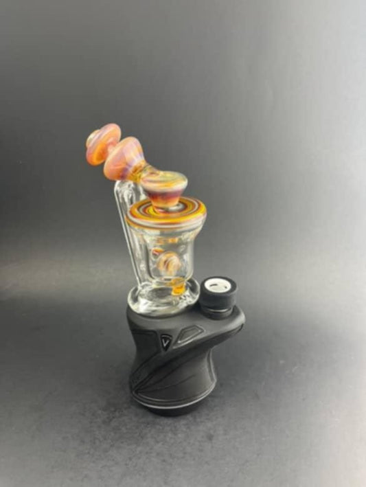 Padd Glass Bubbler - Amber/Ruby Swirl