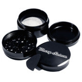black 4 piece aluminum grinder with deep chamber design