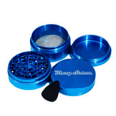 blue 4 piece aluminum grinder with deep chamber