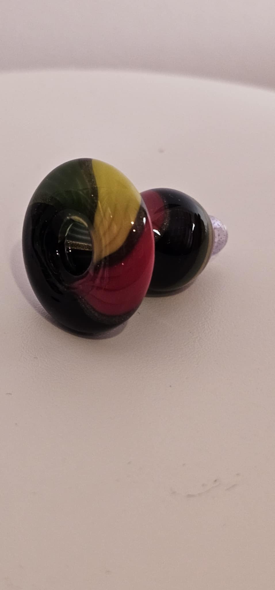 Padd Glass Bubble Cap -  Green, Black, Yellow, Red Swirl