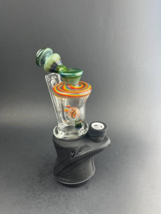 Padd Glass Bubbler - Green Rainbow Swirl