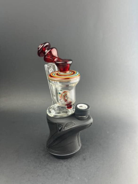 Padd Glass Bubbler - Ruby, Green, Yellow, Red, Black Swirl