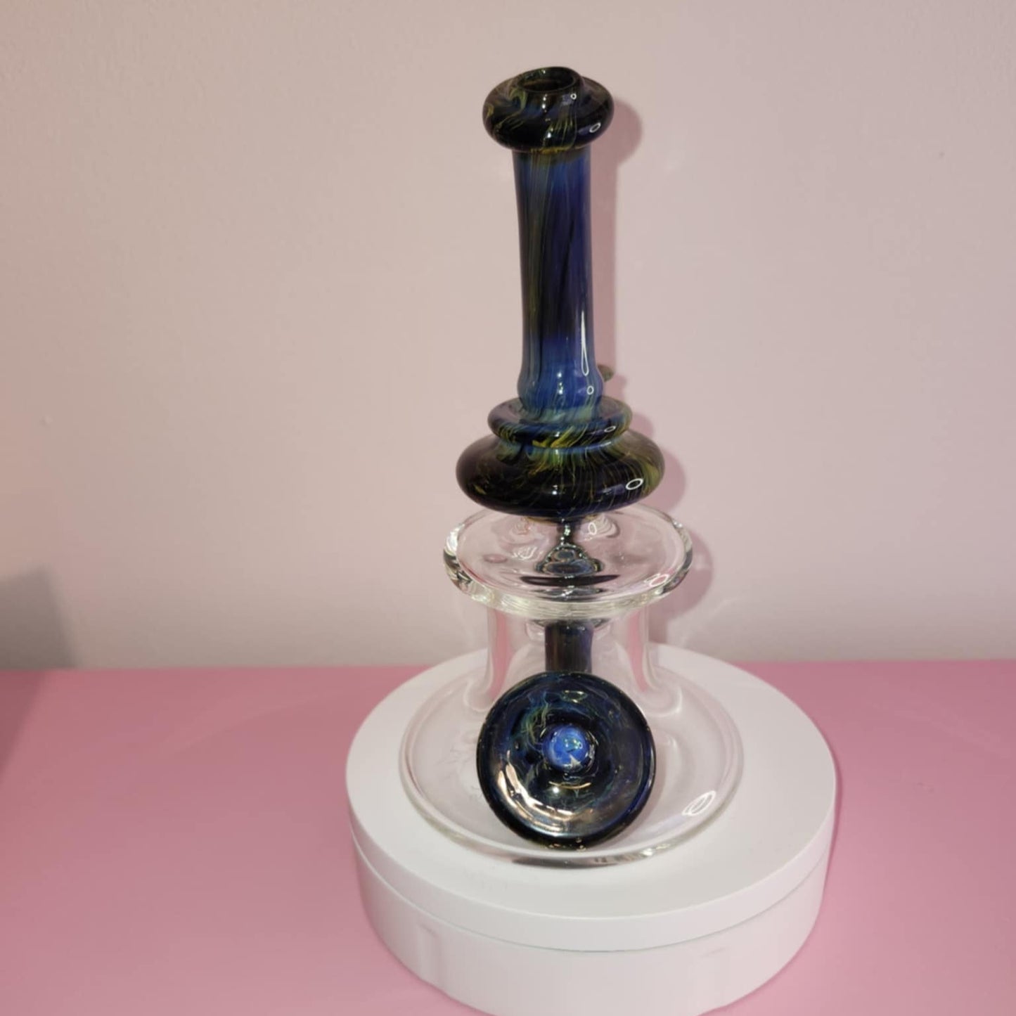 Gentry Deepest Darkness Hanger heady glass dab rig shown from front view with sculpted hanger-style body and dark-toned glass finish