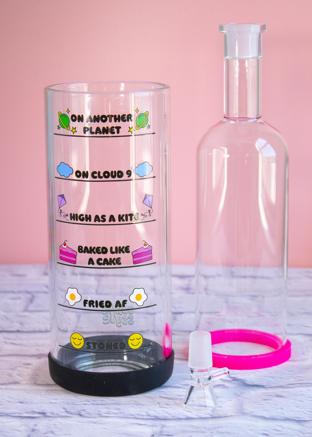 glass gravity bong with large chamber for strong pulls