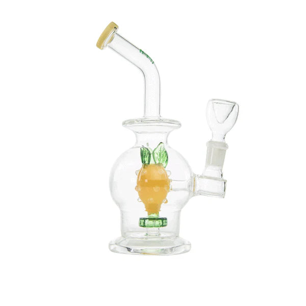 HEMPER Pineapple Bong V2 - 7 Inch Water Bubbler glass piece shaped like a pineapple with golden body and green leaf top