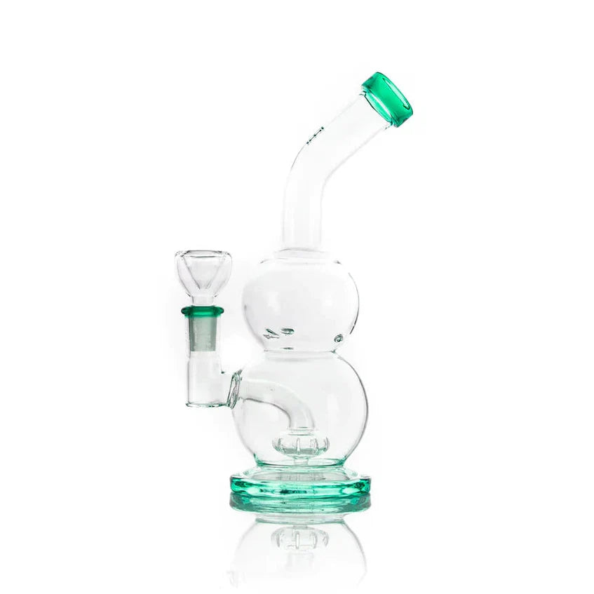 Tornado Vortex Bong 6 in Ghost Lime finish showing compact glass body with vortex-style chamber and percolation design