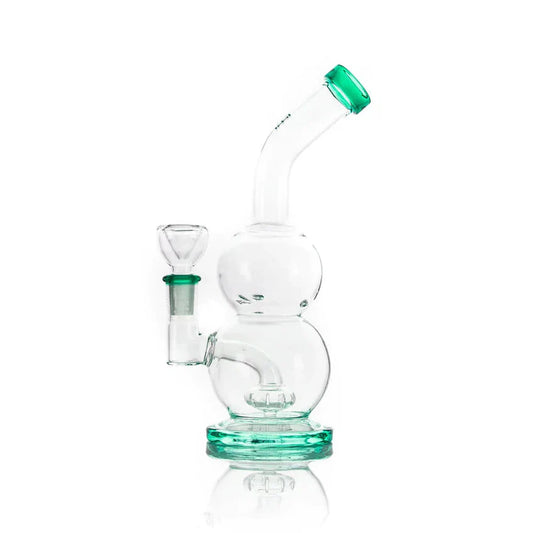 Tornado Vortex Bong 6 in Ghost Lime finish showing compact glass body with vortex-style chamber and percolation design