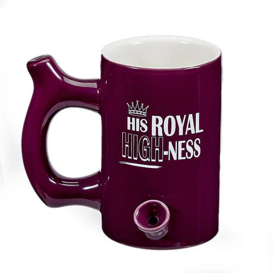 His Royal Highness ceramic pipe mug novelty coffee mug with built-in smoking pipe luxury royal themed design