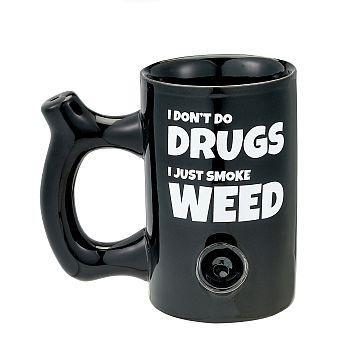 I don’t do drugs ceramic mug pipe novelty coffee mug with hidden smoking pipe funny sarcastic gift mug design