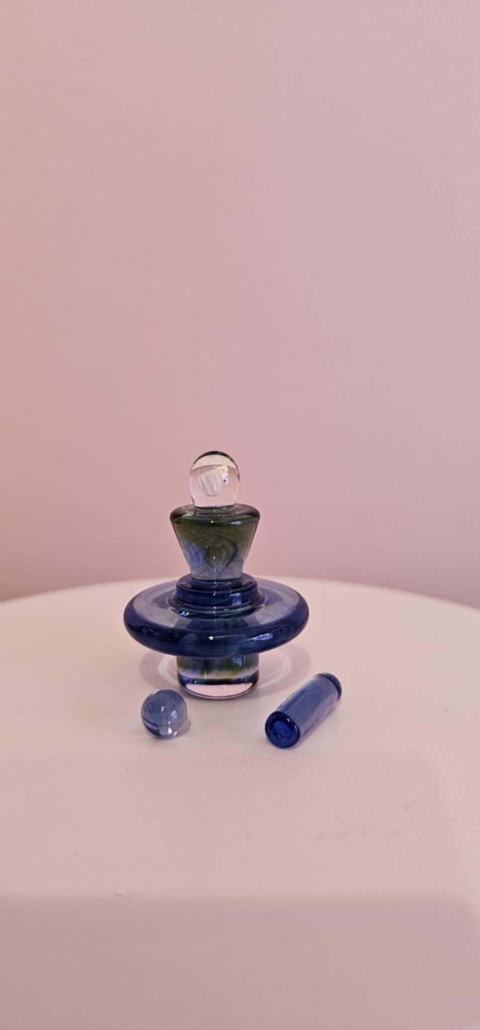 Mac Savage Blue Green Control Topper on quartz banger
