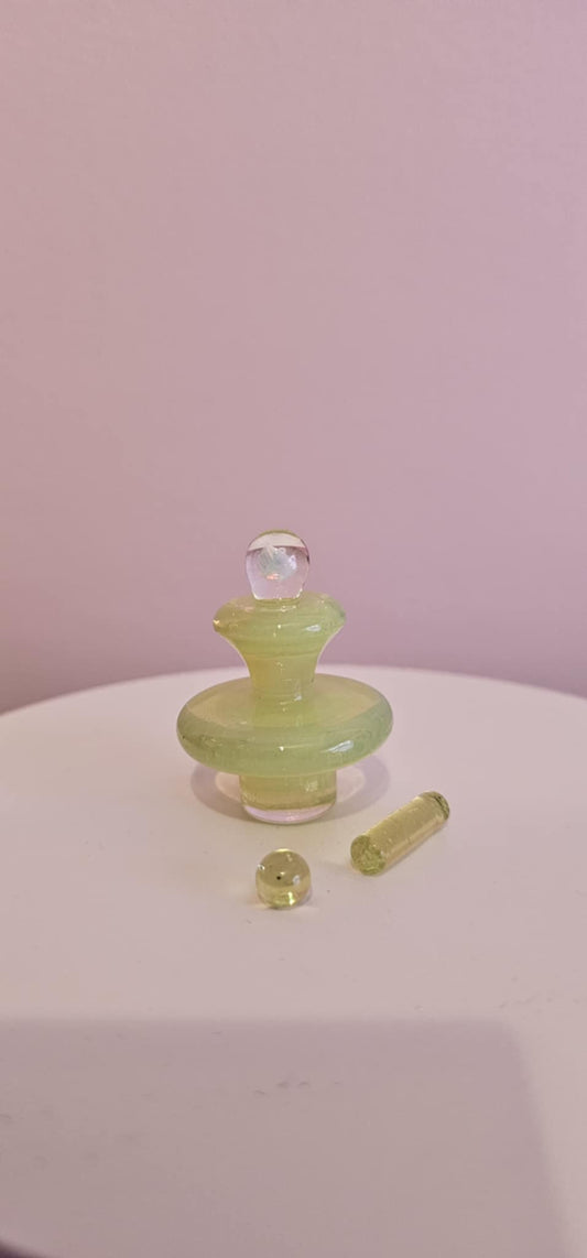 Mac Savage Lime Control Topper directional carb cap on quartz banger