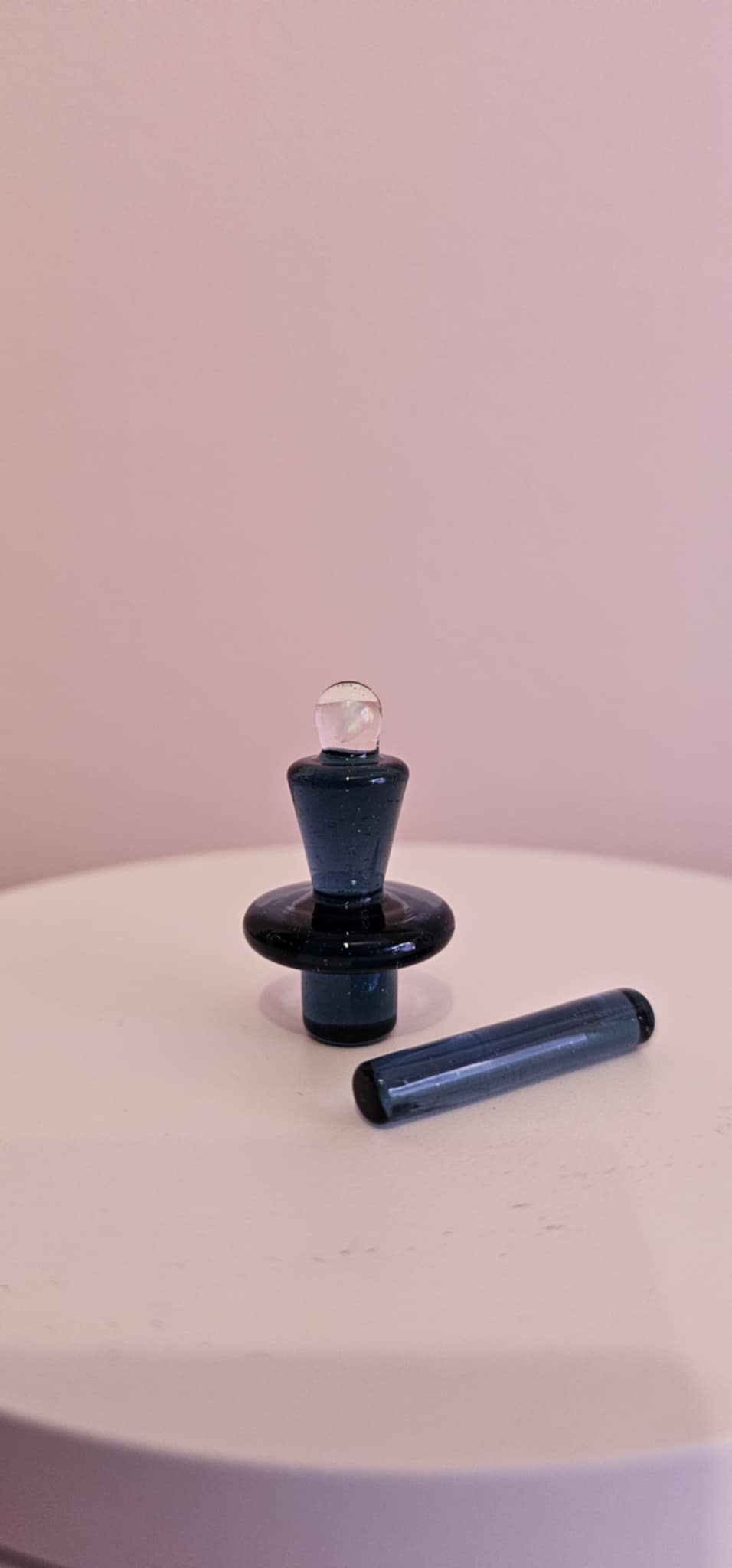 Mac Savage Navy Control Topper directional carb cap on quartz banger