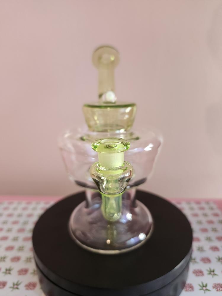 Mac Savage Urn rig - Lime Green glass dab rig with bold urn-shaped chamber and thick green borosilicate construction