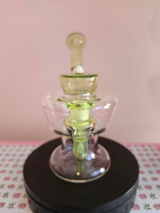 Mac Savage Urn rig - Lime Green glass dab rig with bold urn-shaped chamber and thick green borosilicate construction