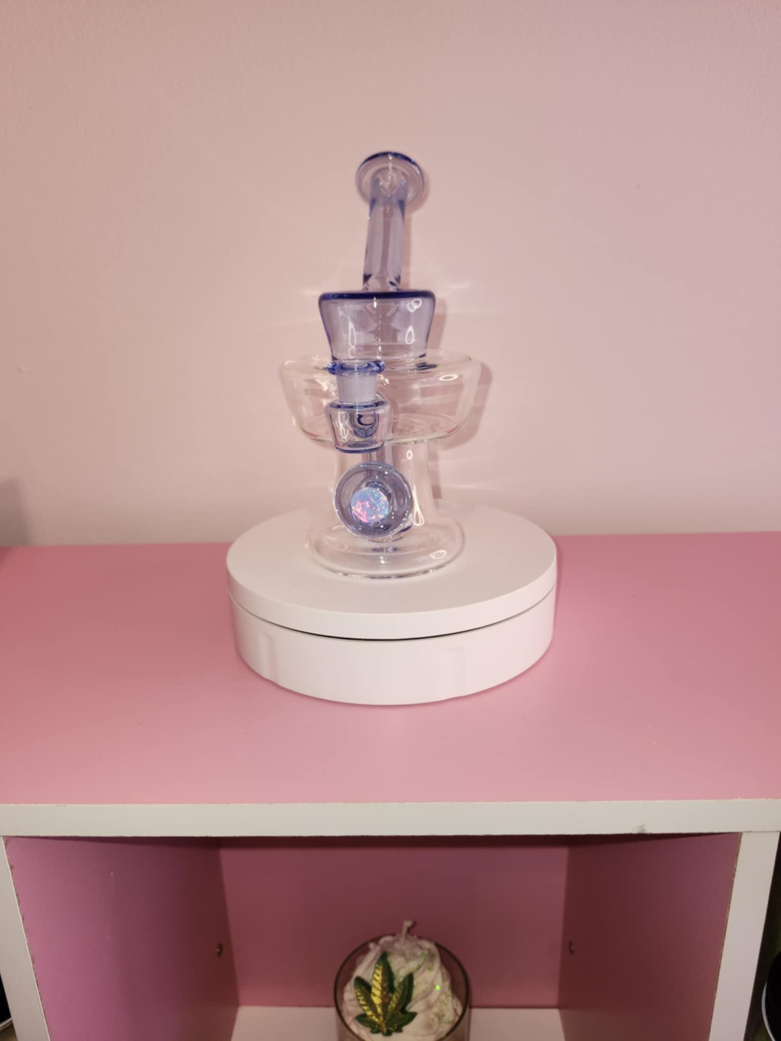 Mac Savage Urn Rig Ocean Blue with sculpted urn-shaped chamber and deep ocean blue handblown glass finish displayed upright